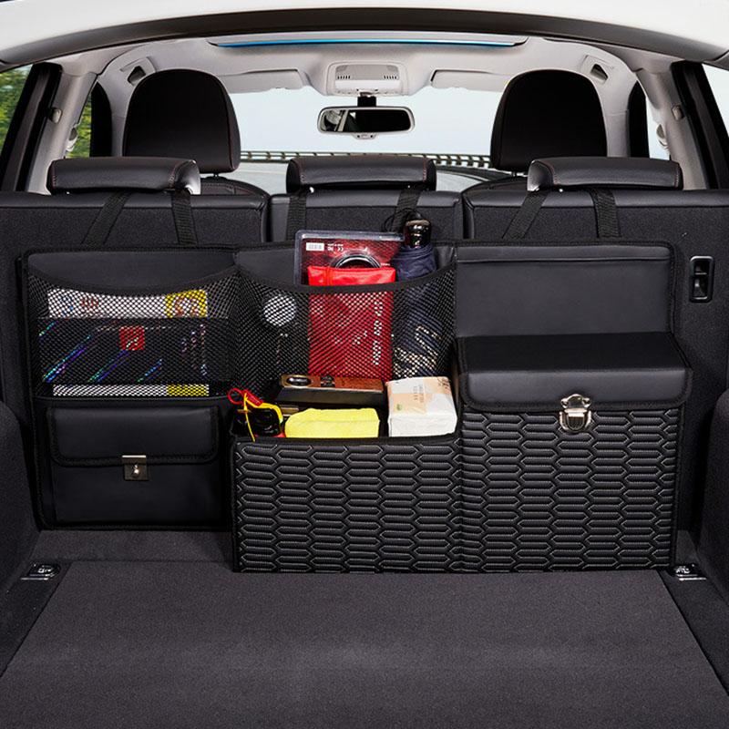 

PU Leather Car Trunk Organizer Hanging Box Large Capacity Folding Storage Bag Black