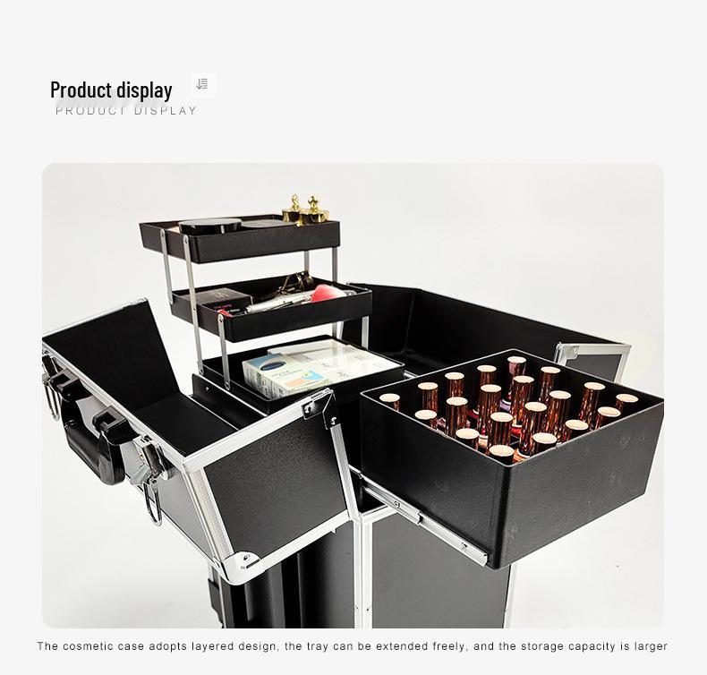Large Universal Makeup Case with Wheels - Professional Storage for Beauty, Hairdressing, Nail Art, and Tattoo Supplies