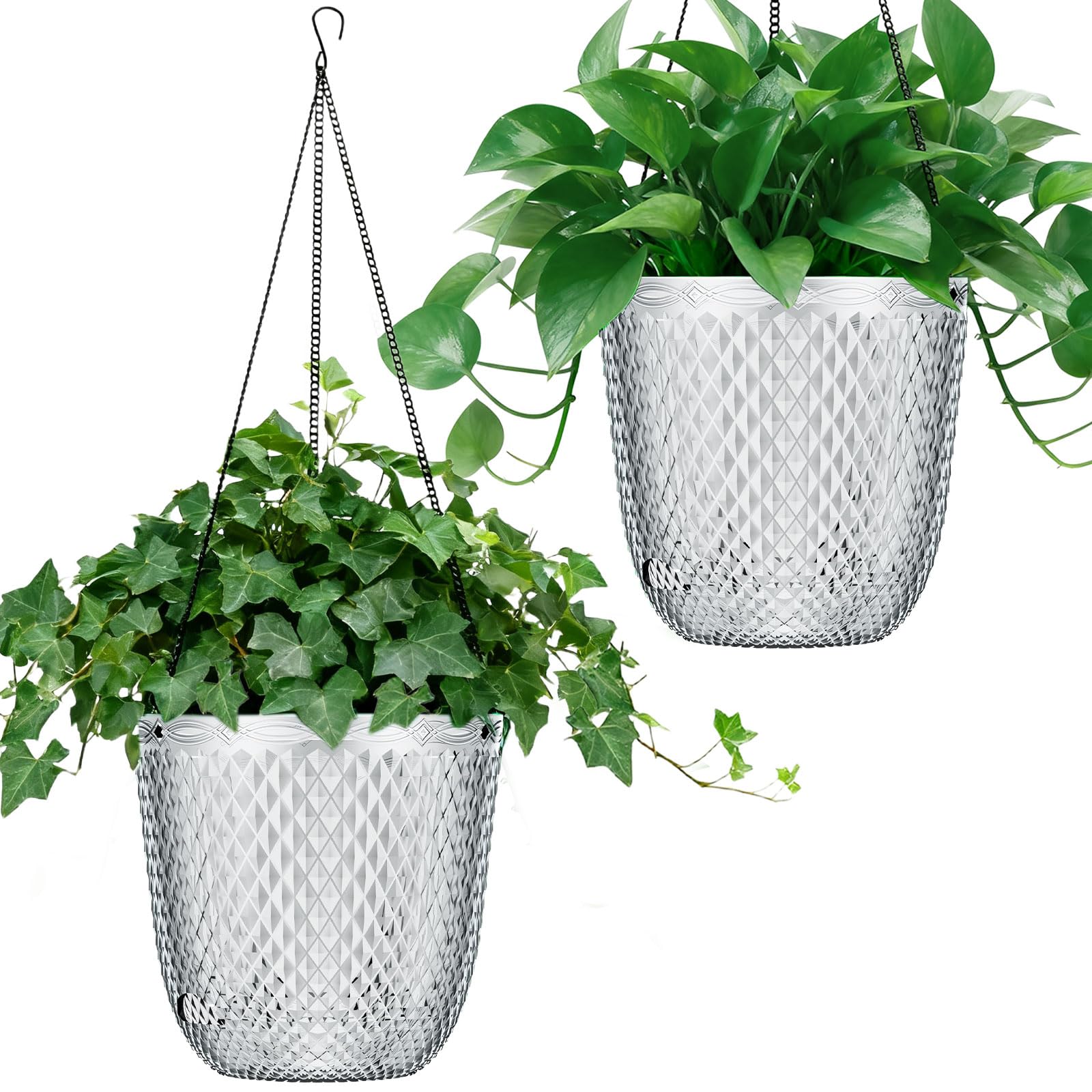 

2Pack Self Watering Pots 5.7/7.2 Inch Flower Pots with Drainage Holes and Water Filling Port Garden Planter Indoor Outdoor Plant 5.7inch