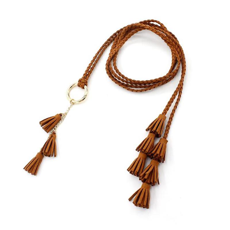 

Solid Color Braided Tassel Belt New Boho Girls Thin Waist Rope Knit Belts For Dress Waistbands Accessories Hot 120cm верблюд