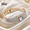 Women Buckle Bracelet Bangle with Opening Closing Design Sparkling Cubic
