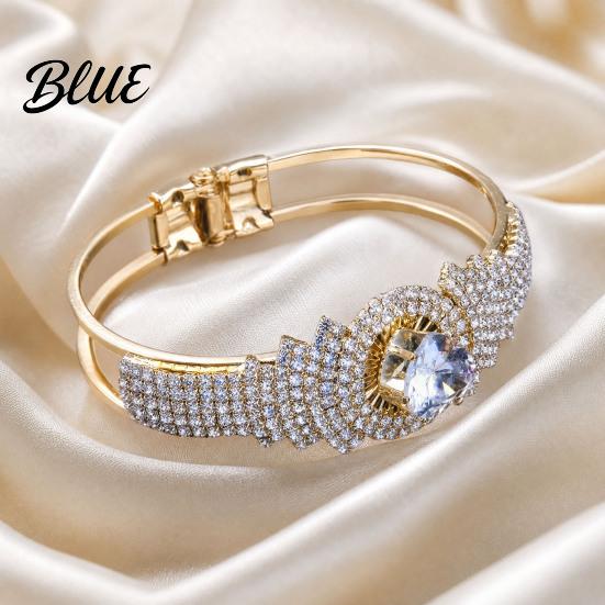 Women Buckle Bracelet Bangle with Opening Closing Design Sparkling Cubic