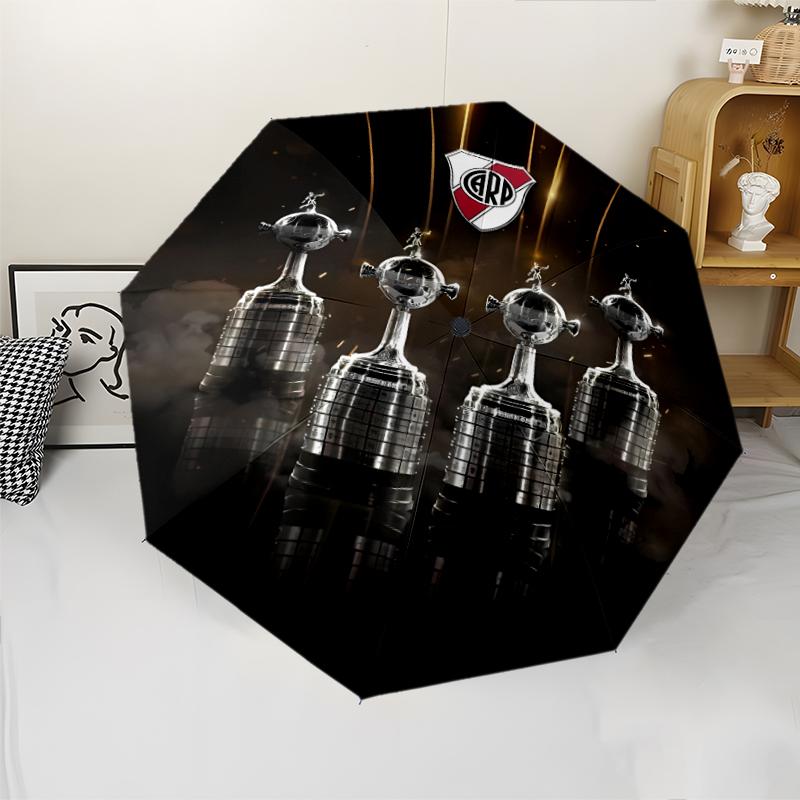 Club Atlético River Plate Print Automatic Umbrella, 8 Rib Iron Frame, Plastic Handle, Suitable for Outdoor Travel &Daily , Ideal Gift