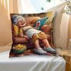 1Pc Cartoon Happy Grandma Themed Printed Throw Pillow Cover, Suitable For Sofa, Bedroom, Living Room, A Fun Gift For Seniors.
