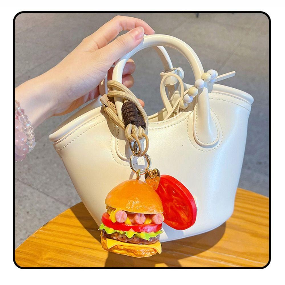 PVC Simulation Hamburger Keyring Realistic Food Beef Hamburger Ornaments Giveaway