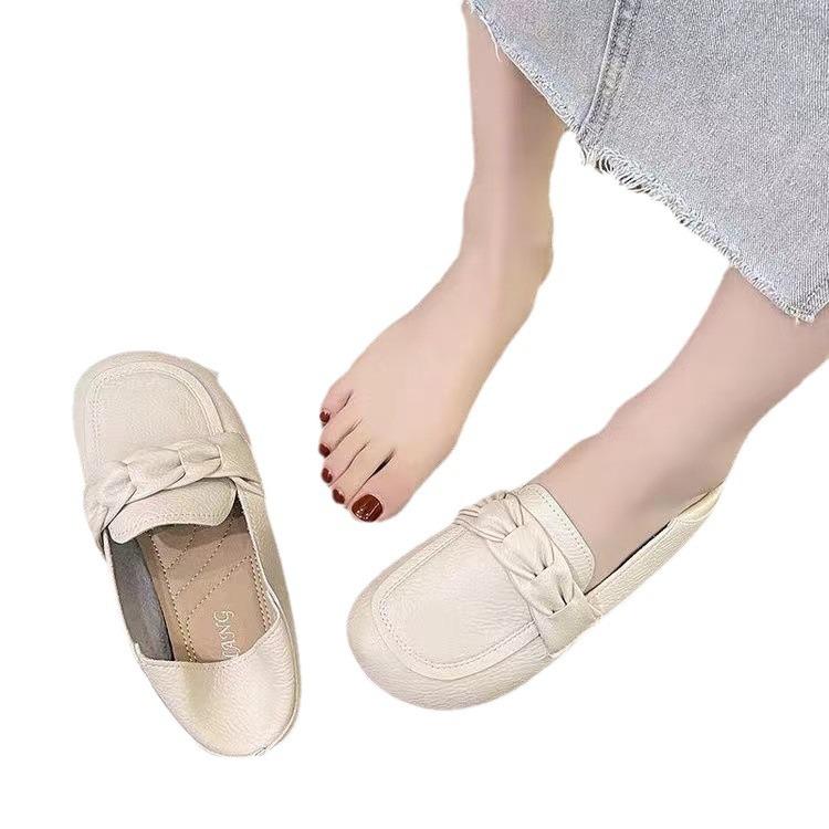 Fashion Flat Sole Single Shoes for Women In Spring and Autumn New Korean Version Versatile Soft Sole Soft Leather Shoes for Women