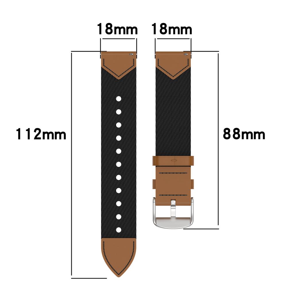 For Huawei Watch GT 5 41mm Watch Strap 18mm Nylon+Leather Adjustable Wrist Band