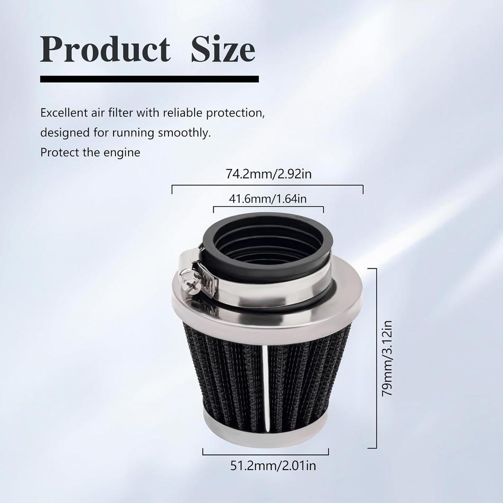 Road Passion 42mm Air Filter Replacement for Kawasaki Suzuki Yamaha PZ24 PZ30 Carburetor Moped Roketa Taotao GY6 125CC 150CC 200CC 250CC Dirt Bike