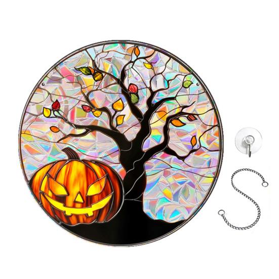 Halloween Suncatcher Hanging Decoration Ghost Pumpkin Witch Black Cat Castle