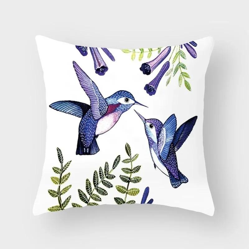 New Cute Animal Bird Flower Pillow Case Sofa Bedroom Living Room Seat Car Cushion Cover Home Decoration Pillowcase 45*45Cm