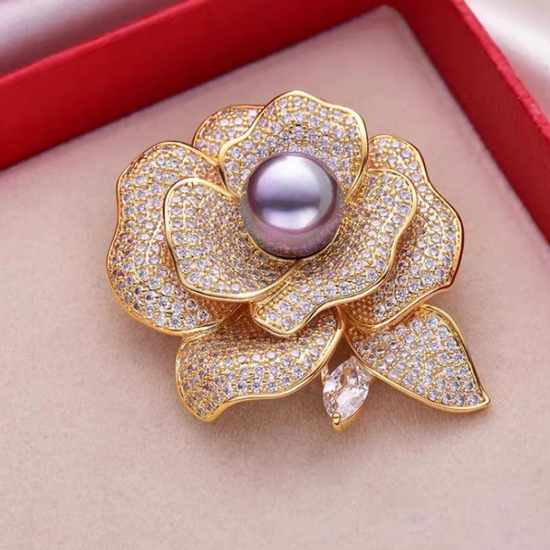 

Trendy New Flowers Women Brooch Elegant Pearl Camellia Pins Fashion Female Party Coat Dress Scarf Accessories Jewelry Gift A3