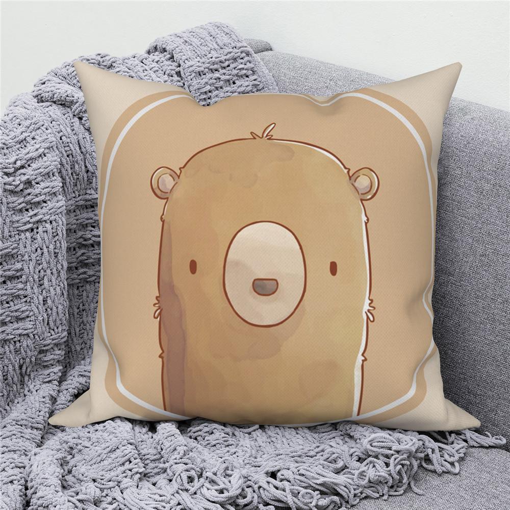 White Throw Pillow Cover Home Decor Sofa Decorative   Cartoon Animal Cushion