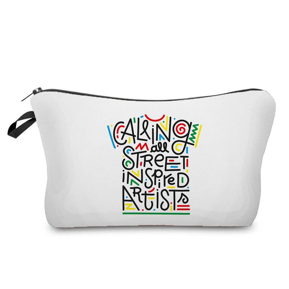 Women Cartoon English Alphabet Print Cosmetic Bag Toiletries Organize Travel Storage Case 6707 KTB