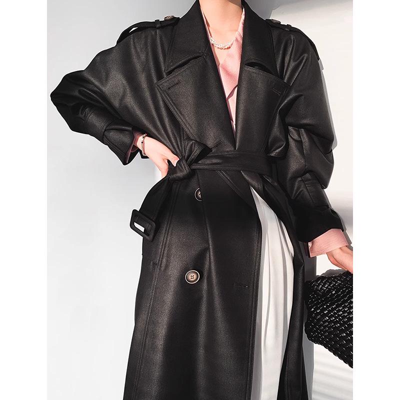 Rongtai Retro British Double-Breasted Tie-Waist Trench Coat for Women - 2025 Spring Collection