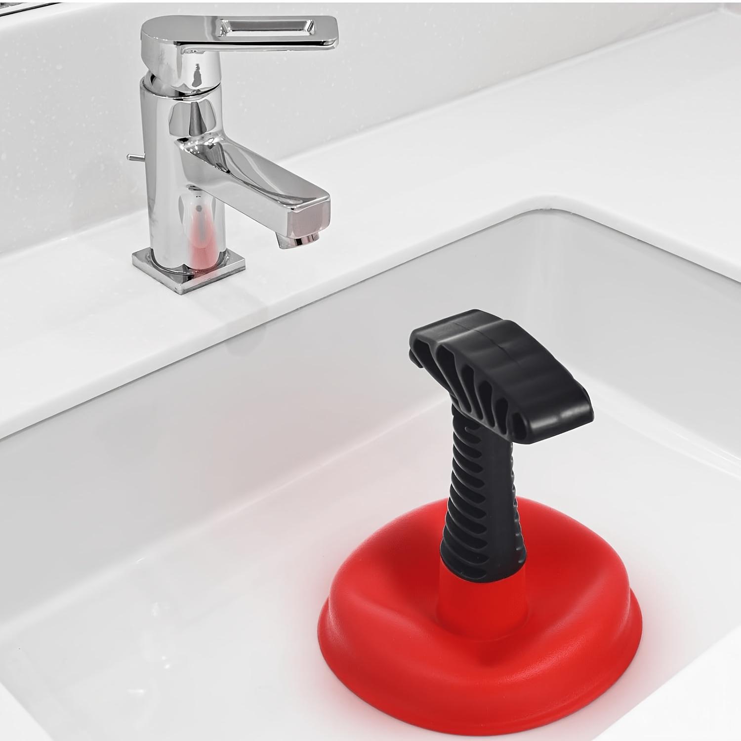 Heavy-Duty Manual Plunger with Thickened Suction Cup - 3-Second Quick Drainage, Non-Electric Hand-Powered Unclog Tool for Kitchen Sinks, Toilets 1pc красный