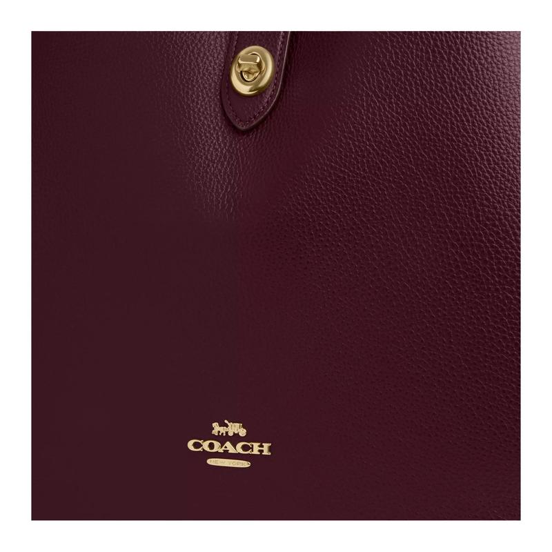 Coach Hadley 35 Logo Cowhide Shoulder Bag Large Women's Plum Red