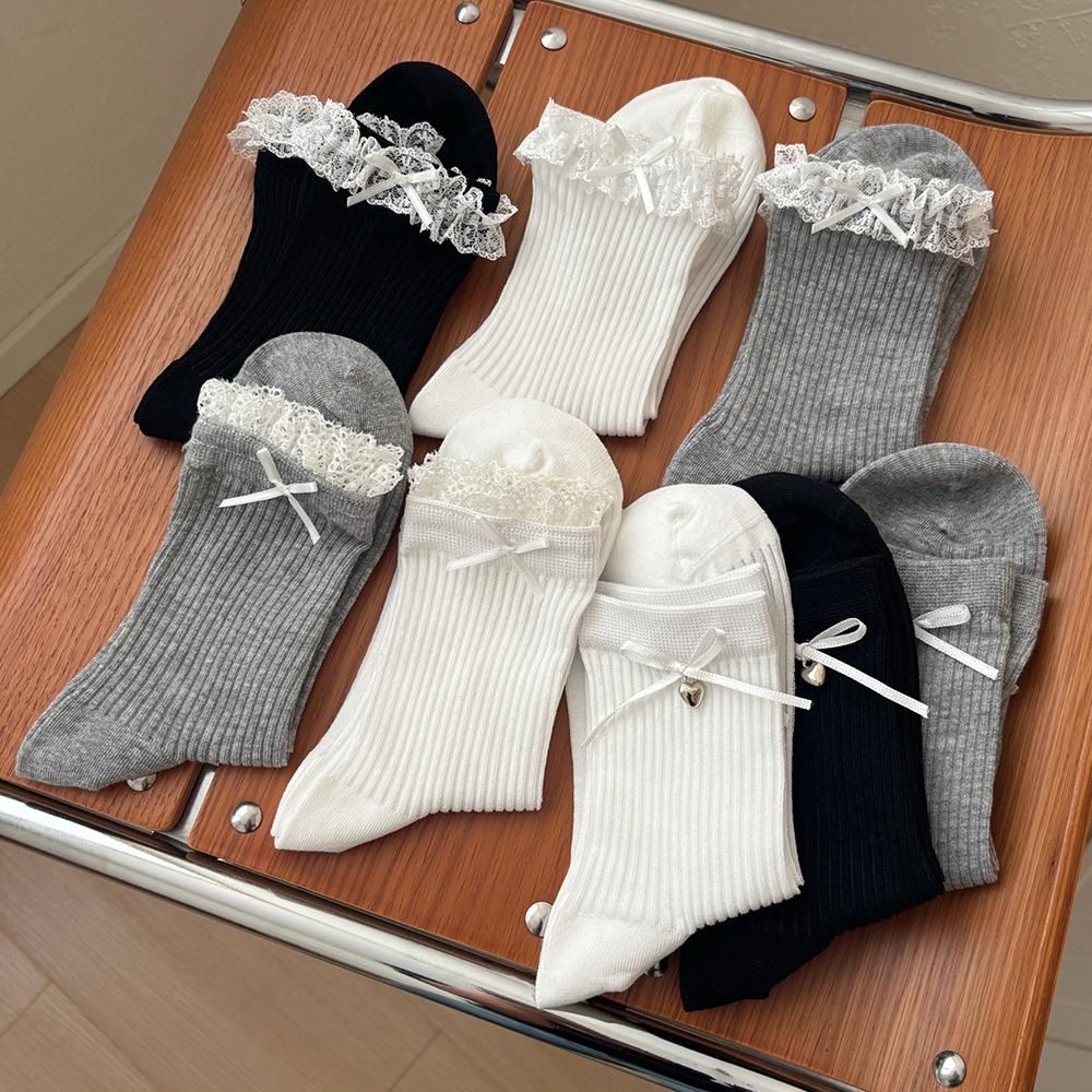 Bell accessories socks women's spring and summer cotton socks with German training shoes summer bow stacking socks tide