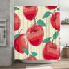 Handmade Printed Shower Curtain with Apple Design Perfect for Kitchen or Bathroom Decorations Red Apples Pattern on White Fabric