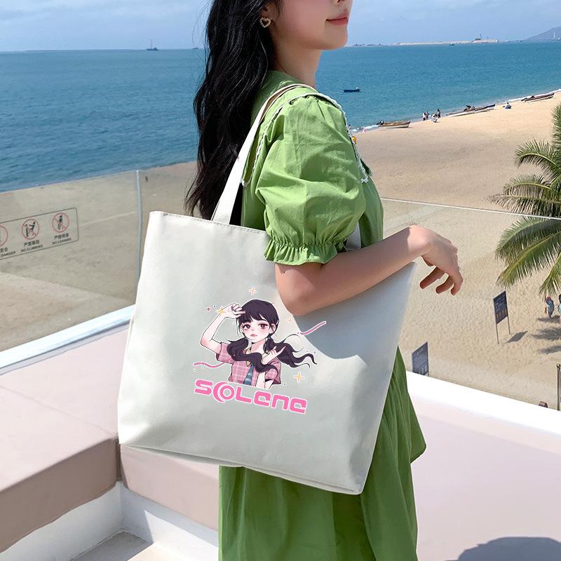 Canvas Bag Women'S Shoulder Handbag Student Tote Bag Large Capacity Hand Carry Canvas Bag