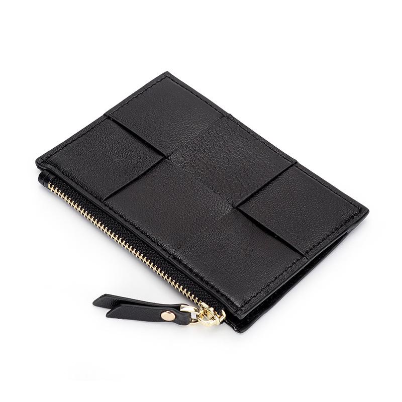 Genuine Leather Women's Sheepskin Woven Coin Purse and Multi-Card Holder