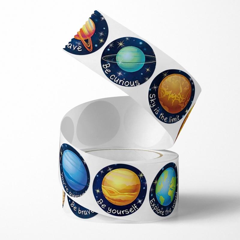 Lovely Solar System Stickers Realistic Planet Adhesive Round Labels for DIY Card School Birthday Party Classroom 500PCS