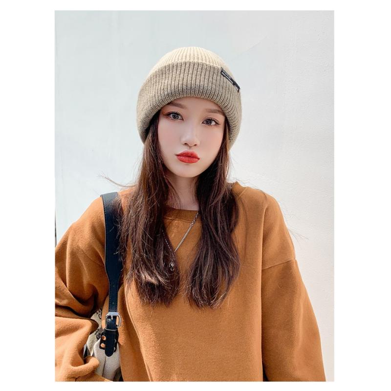 Unisex Herbst Winter Strickmütze Weiche Verdickte Wollmütze Doppelseitiger Ohrenschutz Beanies Mütze Damen Herren