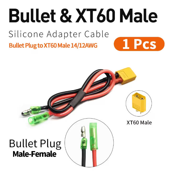 Electric Bike Battery Cable Adapter PP30/XT60/Bullet Battery Connector for Ebike Battery Cable Electric Bicycle Accessories