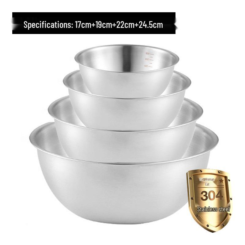 304 Edelstahl Rührschüssel im japanischen Stil mit Skala für Salat, Eierschlagen, Backen und Teigmischen - Goldfarbenes Finish