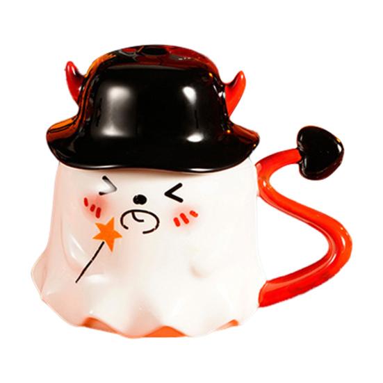 

Halloween Coffee Mug Ghost Wearing Hat Shape Ceramic Cup Dishwasher Safe Festive B