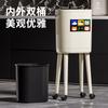 High-Capacity Standing Trash Can for Home Stylish No-Bending Kitchen Garbage Bin with Foot Pedal Wheel Mobile Design