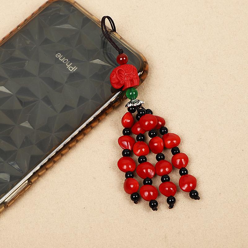 Red Beans & Acacia Bean Bodhi Phone and USB Drive Pendants, Zodiac-Themed Gifts