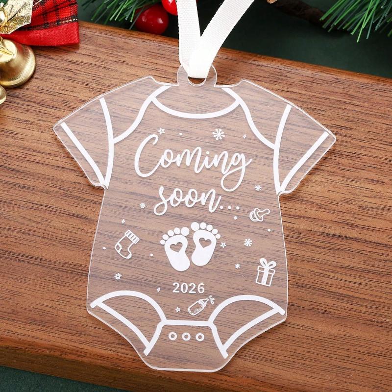 Průhledná akrylová ozdoba, Oznámení těhotenství Závěsná dekorace na vánoční stromeček, Dárky pro budoucí rodiče, Dárky na baby shower