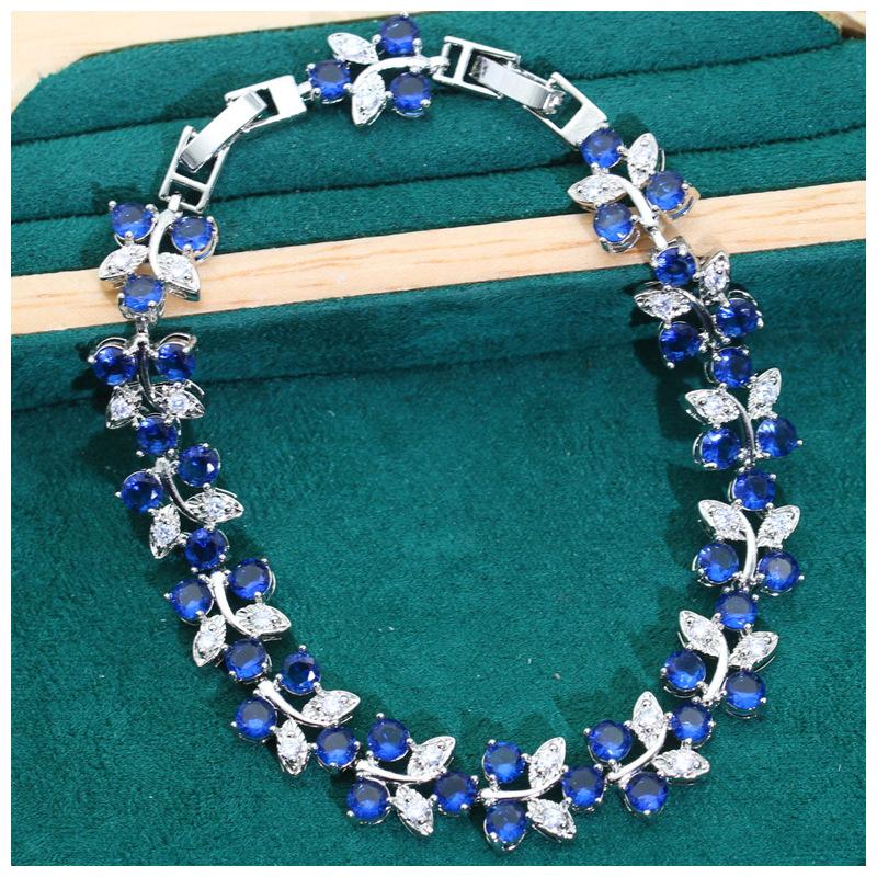 Europe and The United States Blue Earrings Necklace Jewelry Set Luxury Temperament with Europe and The United States Style