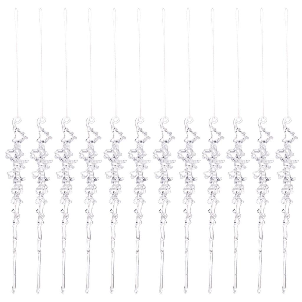 Haobei 12PCS Acrylic Icicle Christmas Ornaments