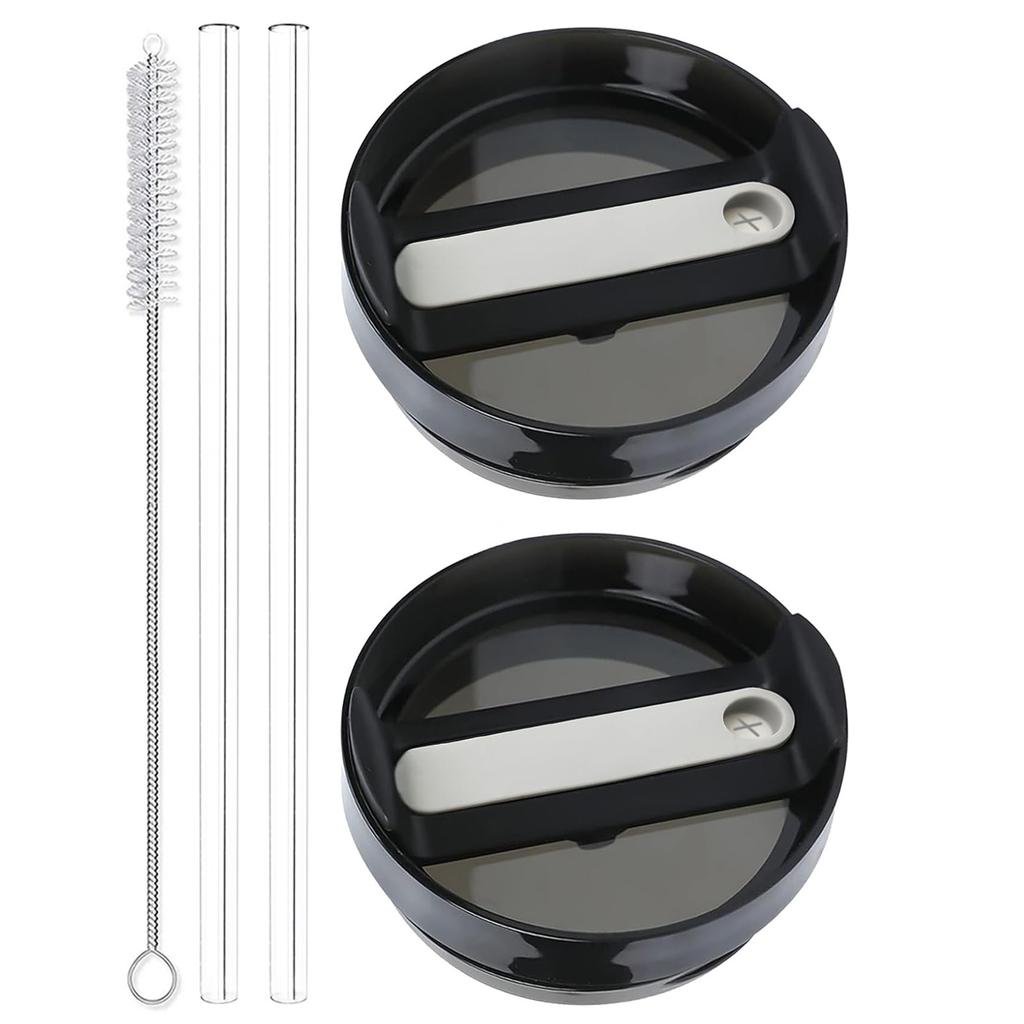 40oz Tumbler Lid Replacement Fit for Stanley Cup, 2 Pack Replacement Tumbler Lids , with 2 Straws and 1 Cleaning Brush