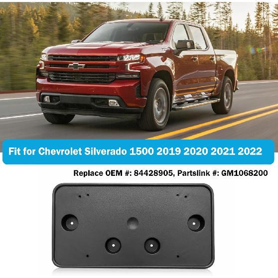 Front License Plate Frame for Chevy Silverado 1500 2019 2020 2021 2022 Front Bumper License Plate Holder Mounting Bracket Replace # GM1068200