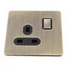 Switch Socket Antique Bronze Textured Stainless Steel Panel Button Switch with Prong Socket