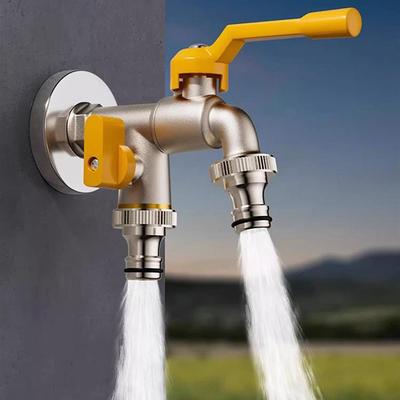 Gartenschlauch Wasserhahn Adapter 1/2'' 3/4'' IBC Wassertankanschluss mit 2 Ausgängen Bewässerungsverbinder Ersatzfittings
