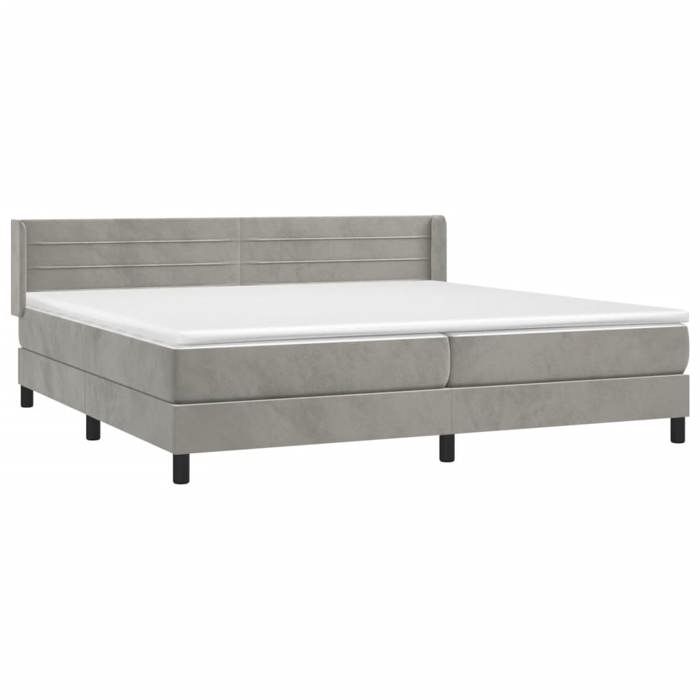 3131039 vidaXL Divan Bed and Mattress Light Grey 200x200cm Velvet
