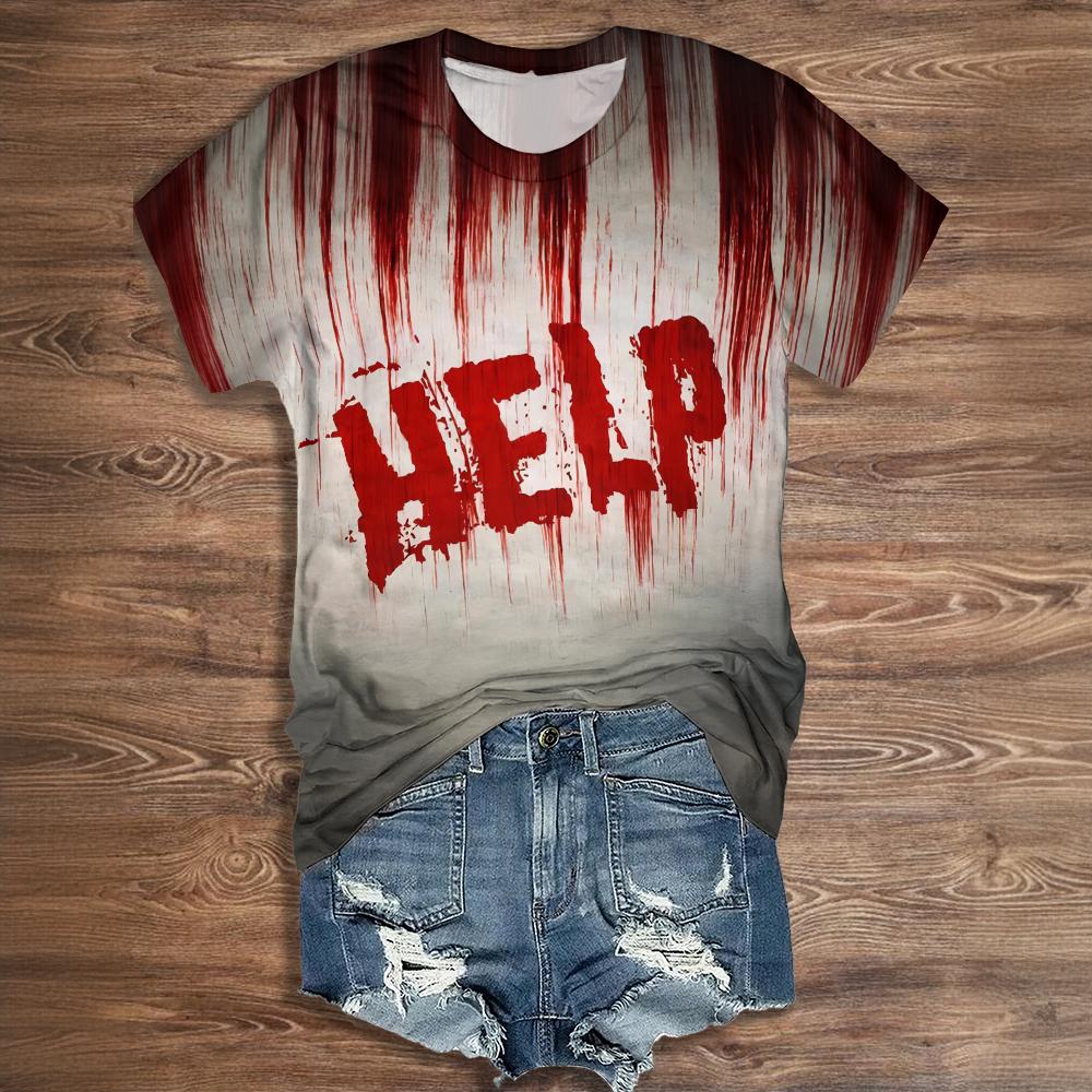 Summer Letter Funny Blood 3D Print T-shirts Women Streetwear Casual Vintage Y2k Short Sleeve T Shirt O-neck Tees Tops Clothing