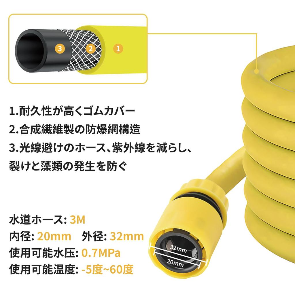 DERASL Self-Priming Hose, Compatible with Kärcher Pressure Washers, Water Hose (10M)