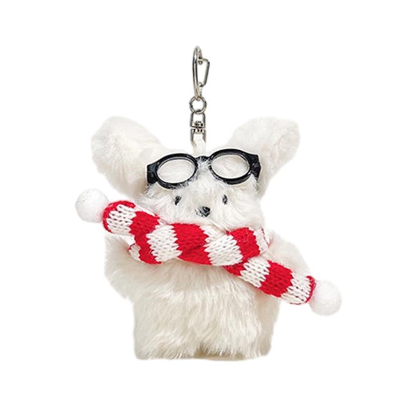 Lovely Fluff Stuffed Keychain Handmade Plush Dog Keyring Soft Cartoon Animal Backpack Pendant Versatile Bag  Accessory
