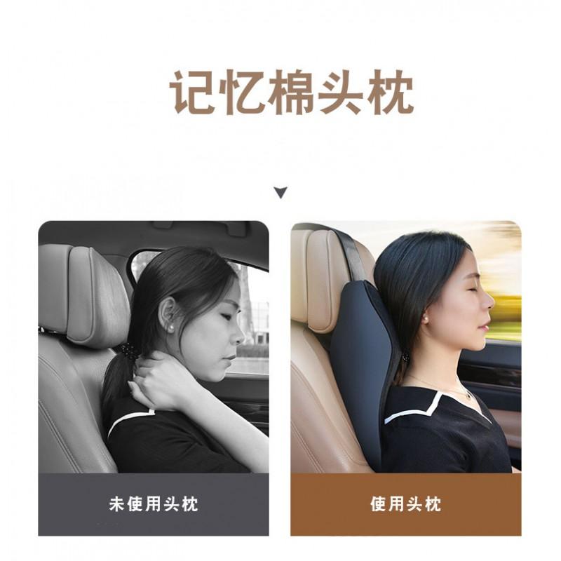 Car Headrest Pillow With Memory Foam Support Neck Lumbar Universal Fit All-Season Auto Seat Cushion