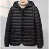 Womens Short Down Jacket 90% Duck Warm Winter Coat Hooded Regular Fit Commuter Style