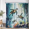 Sea Animals Shower Curtain 3D Dolphin Turtle Octopus Jellyfish Undersea World Bathroom Decoration Kids Polyester Bathtub Curtain