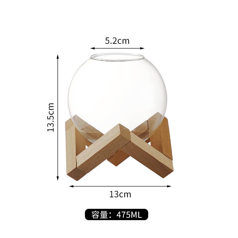 

475ml Clear Moon Cocktail Glass With Wood Stand Unique Shape Bar Glassware Drum Drink Cup Ronud Ball Cocktail Cup Smoothie Bowl 475ml