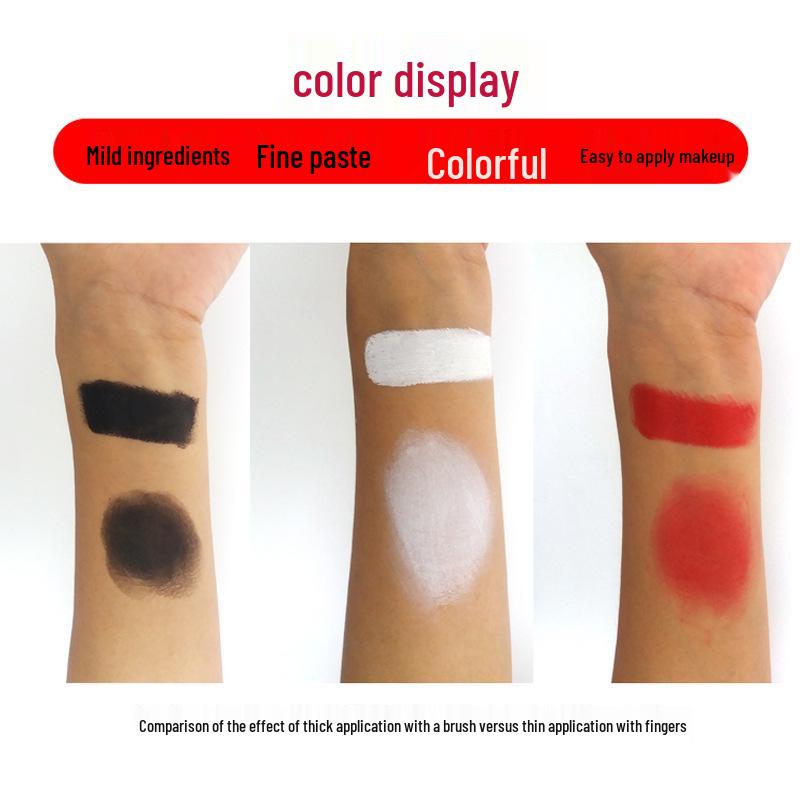 Three-Color Clown Face Paint: Red, Black & White Cream Pigment for Halloween & Performances