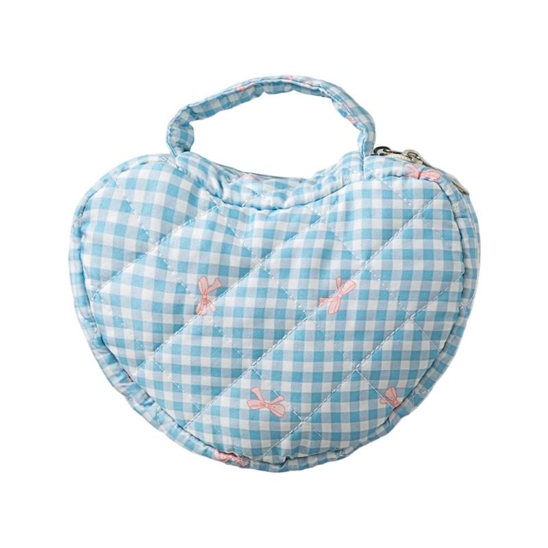 Fashionable Florals Print Heart Cosmetic Case Quilted Construction Spacious Toiletry Bag for Women Girls Travel