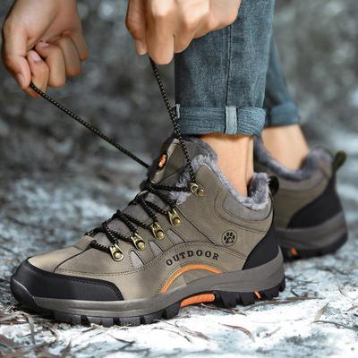 New Autumn and Winter Men's Outdoor High-top Boots Plus Size Hiking Shoes Casual Sports Cotton Shoes Men's Warm and Velvet Thick Snow Boots