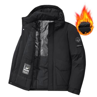 Winter Cotton Jacket Men's Workwear with Multiple Pockets, Simple Jacket Men's Outdoor Thick Graphene Cotton Jacket